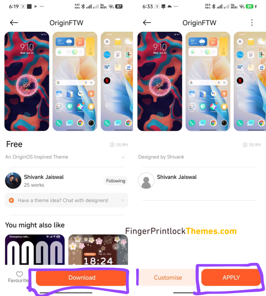 Apply Android MI Themes Fingerprint Lock